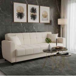 Modesto pakoworld three-seater sofa-bed with storage space cream fabric 215x85x80cm