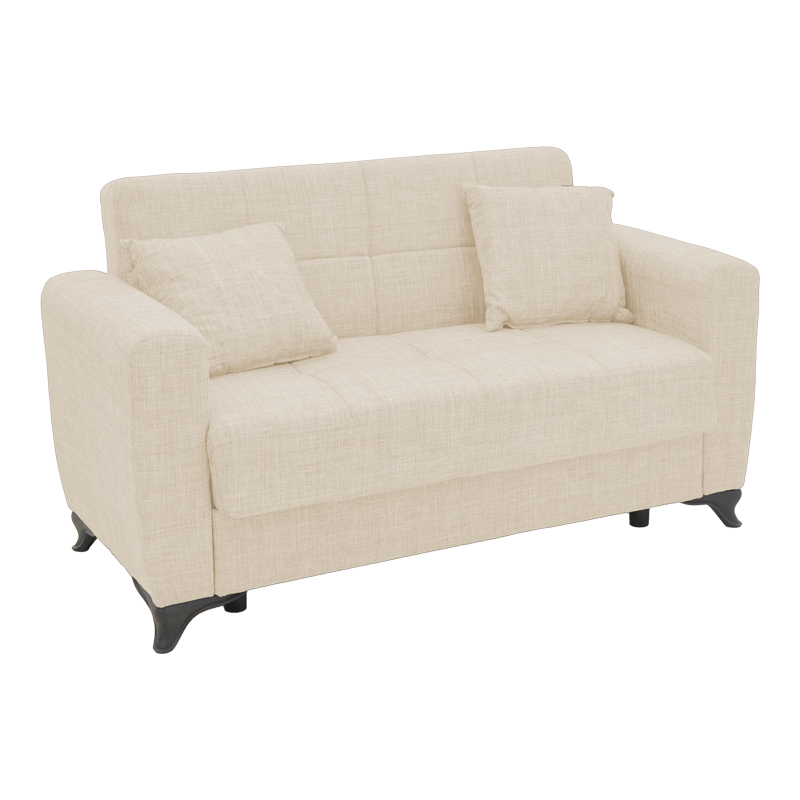 Sofa-bed with storage two-seater Modesto pakoworld cream fabric 155x85x80cm