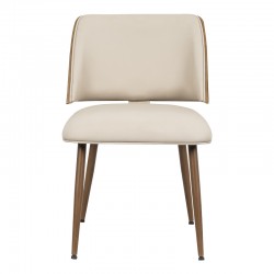 Chair Ubane pakoworld beige pu-walnut metal legs 53x62.5x85cm Chair Ubane pakoworld beige pu-walnut metal legs 53x62.5x85cm