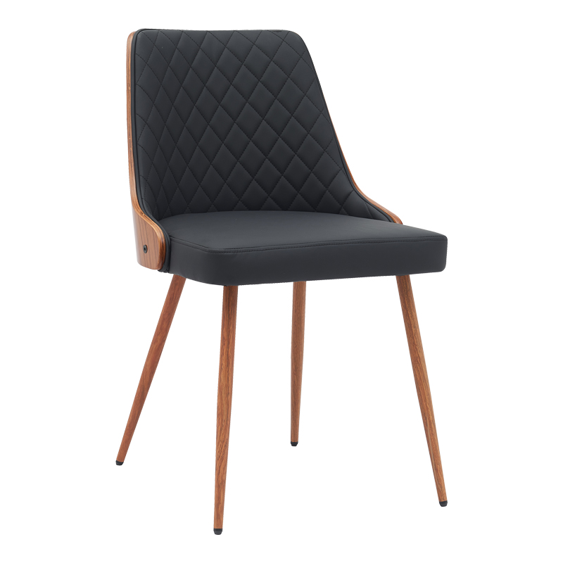Chair Korome pakoworld black pu-walnut metal legs 50x58.5x78cm Chair Korome pakoworld black pu-walnut metal legs 50x58.5x78cm