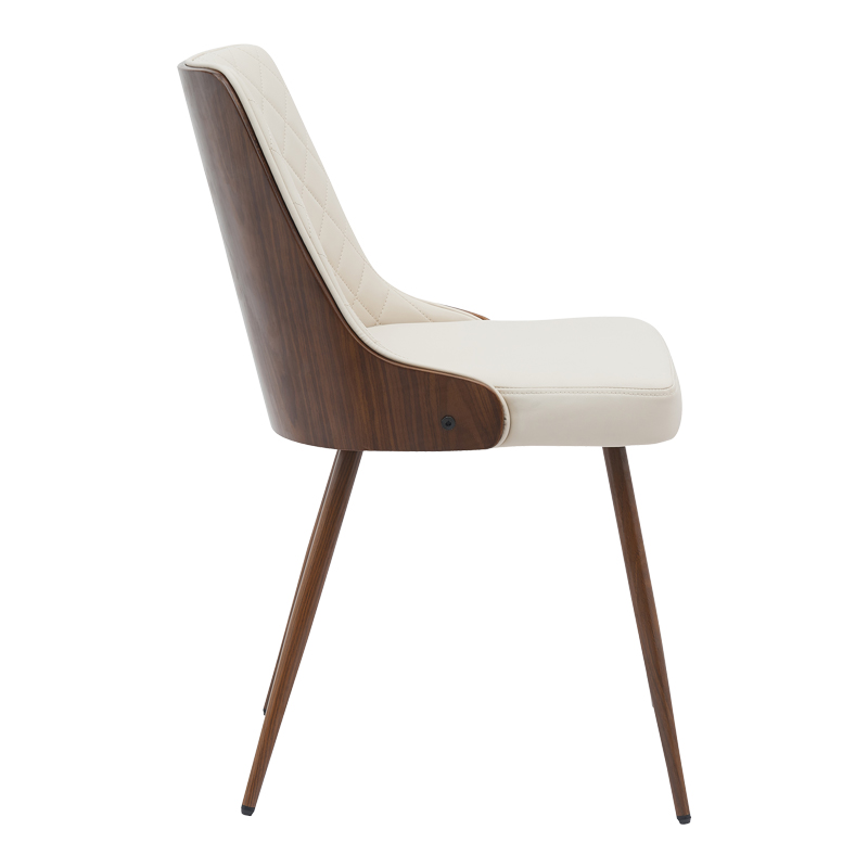 Chair Korome pakoworld beige pu-walnut metal legs 50x58.5x78cm Chair Korome pakoworld beige pu-walnut metal legs 50x58.5x78cm