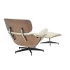 Armchair-footstool relax Jenna pakoworld beige pu-plywood walnut-chrome base 82x92x82cm