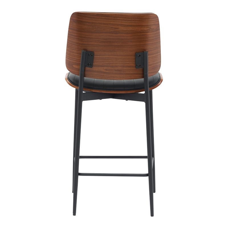 Bar-stool Kathy pakoworld black pu-walnut metal 48.5x52.5x96cm Bar-stool Kathy pakoworld black pu-walnut metal 48.5x52.5x96cm