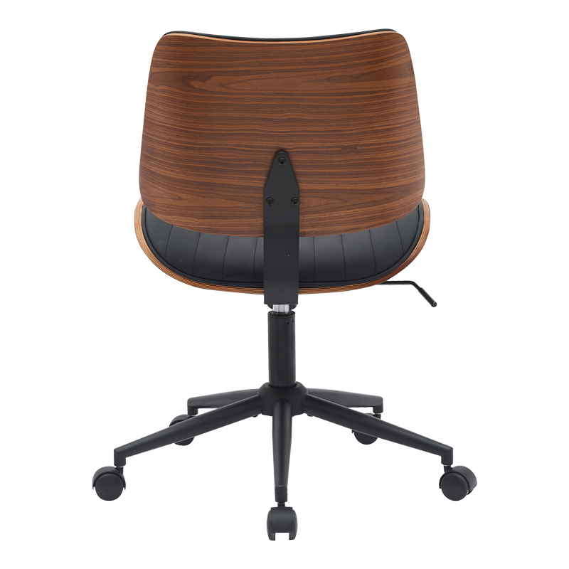 Work desk chair Amani pakoworld black pu-walnut plywood 52x54x90.5cm Work desk chair Amani pakoworld black pu-walnut plywood 52x54x90.5cm