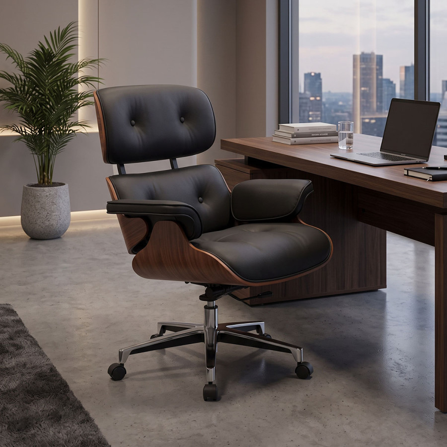 Manager office chair Kobane pakoworld black pu-chrome base 85x90x100-110cm