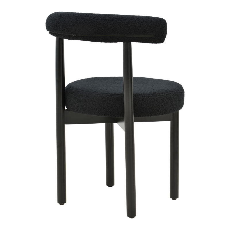Chair Fenza pakoworld black teddy fabric-beech wood legs in black color 60x54x75cm