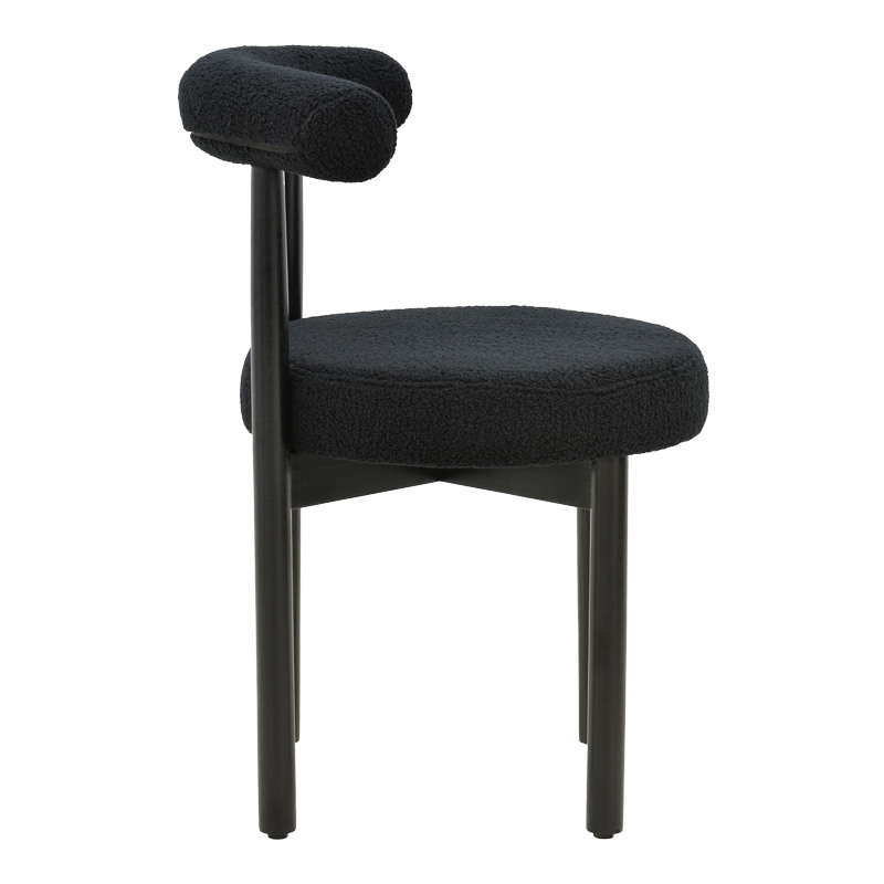 Chair Fenza pakoworld black teddy fabric-beech wood legs in black color 60x54x75cm Chair Fenza pakoworld black teddy fabric-beech wood legs in black color 60x54x75cm