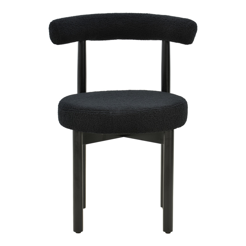 Chair Fenza pakoworld black teddy fabric-beech wood legs in black color 60x54x75cm Chair Fenza pakoworld black teddy fabric-beech wood legs in black color 60x54x75cm