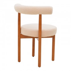 Chair Fenza pakoworld beige teddy fabric-beech wood legs in walnut color 60x54x75cm Chair Fenza pakoworld beige teddy fabric-beech wood legs in walnut color 60x54x75cm