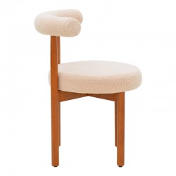 Chair Fenza pakoworld beige teddy fabric-beech wood legs in walnut color 60x54x75cm Chair Fenza pakoworld beige teddy fabric-beech wood legs in walnut color 60x54x75cm