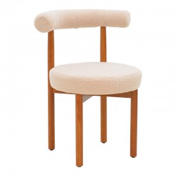 Chair Fenza pakoworld beige teddy fabric-beech wood legs in walnut color 60x54x75cm Chair Fenza pakoworld beige teddy fabric-beech wood legs in walnut color 60x54x75cm