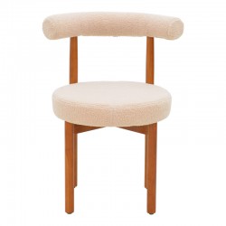 Chair Fenza pakoworld beige teddy fabric-beech wood legs in walnut color 60x54x75cm Chair Fenza pakoworld beige teddy fabric-beech wood legs in walnut color 60x54x75cm