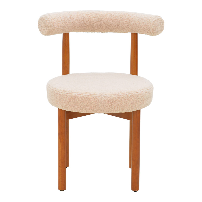 Chair Fenza pakoworld beige teddy fabric-beech wood legs in walnut color 60x54x75cm Chair Fenza pakoworld beige teddy fabric-beech wood legs in walnut color 60x54x75cm