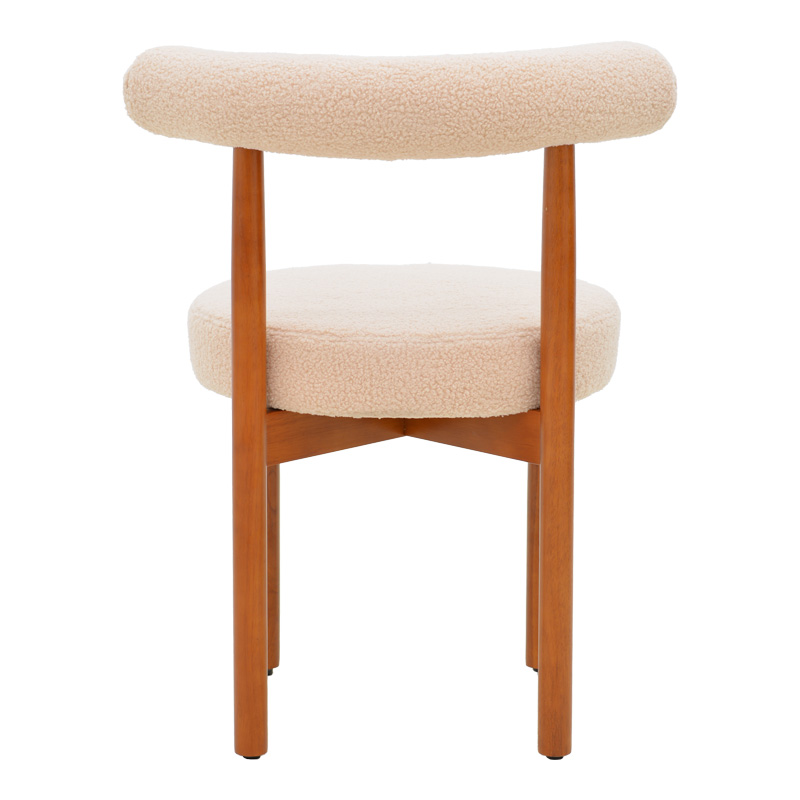 Chair Fenza pakoworld beige teddy fabric-beech wood legs in walnut color 60x54x75cm Chair Fenza pakoworld beige teddy fabric-beech wood legs in walnut color 60x54x75cm