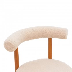 Chair Fenza pakoworld beige teddy fabric-beech wood legs in walnut color 60x54x75cm Chair Fenza pakoworld beige teddy fabric-beech wood legs in walnut color 60x54x75cm