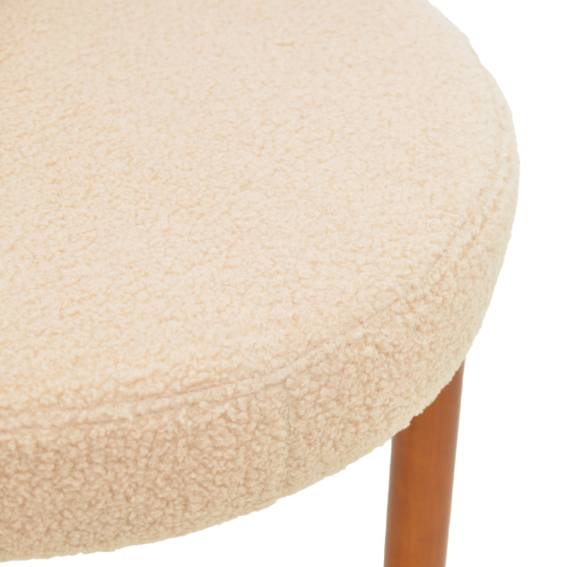 Chair Fenza pakoworld beige teddy fabric-beech wood legs in walnut color 60x54x75cm Chair Fenza pakoworld beige teddy fabric-beech wood legs in walnut color 60x54x75cm