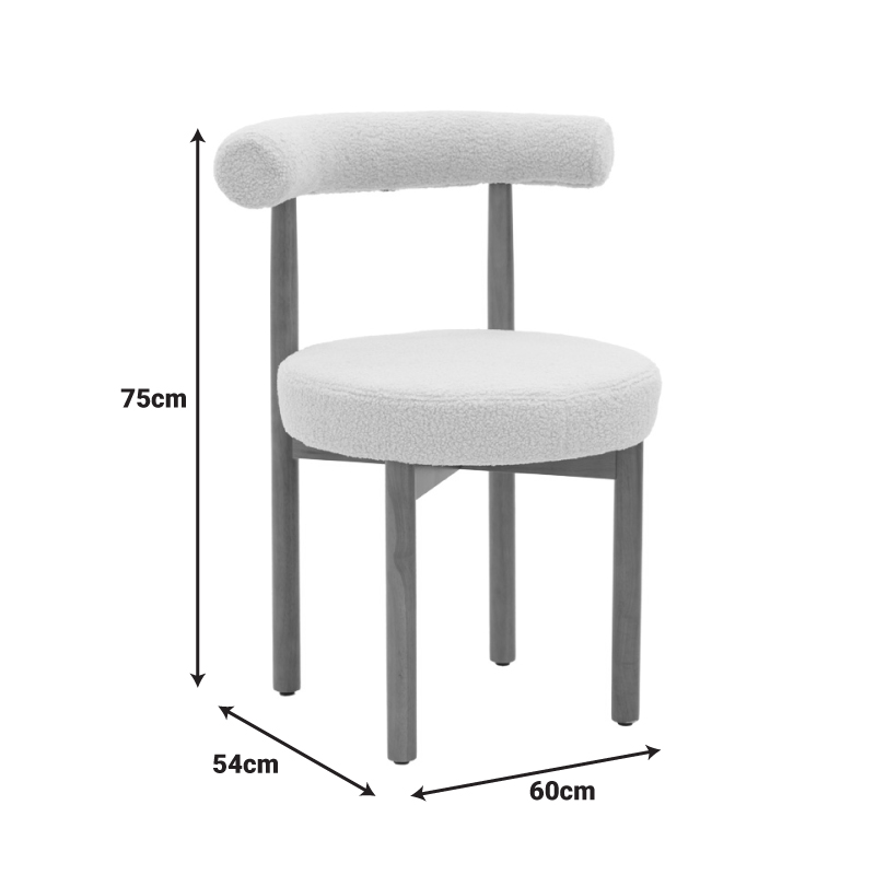 Chair Fenza pakoworld beige teddy fabric-beech wood legs in walnut color 60x54x75cm Chair Fenza pakoworld beige teddy fabric-beech wood legs in walnut color 60x54x75cm