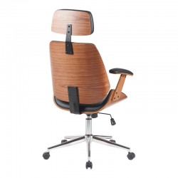 Fetseno pakoworld director's office chair black pu-chrome base 53x56x113.5-123.5cm Fetseno pakoworld director's office chair black pu-chrome base 53x56x113.5-123.5cm
