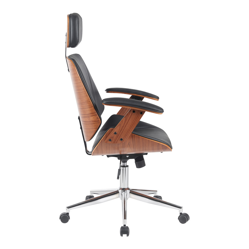 Fetseno pakoworld director's office chair black pu-chrome base 53x56x113.5-123.5cm Fetseno pakoworld director's office chair black pu-chrome base 53x56x113.5-123.5cm