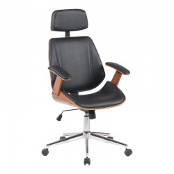 Fetseno pakoworld director's office chair black pu-chrome base 53x56x113.5-123.5cm Fetseno pakoworld director's office chair black pu-chrome base 53x56x113.5-123.5cm