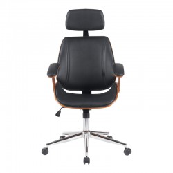 Fetseno pakoworld director's office chair black pu-chrome base 53x56x113.5-123.5cm Fetseno pakoworld director's office chair black pu-chrome base 53x56x113.5-123.5cm
