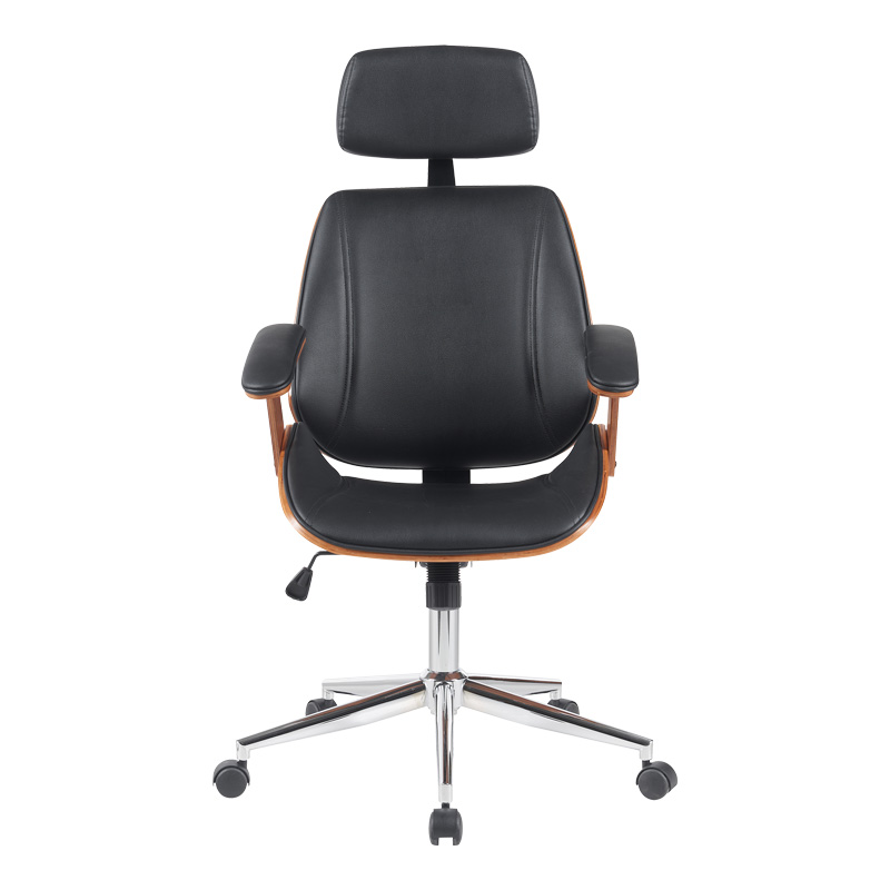 Fetseno pakoworld director's office chair black pu-chrome base 53x56x113.5-123.5cm Fetseno pakoworld director's office chair black pu-chrome base 53x56x113.5-123.5cm