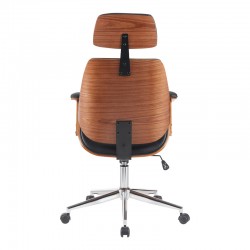 Fetseno pakoworld director's office chair black pu-chrome base 53x56x113.5-123.5cm Fetseno pakoworld director's office chair black pu-chrome base 53x56x113.5-123.5cm