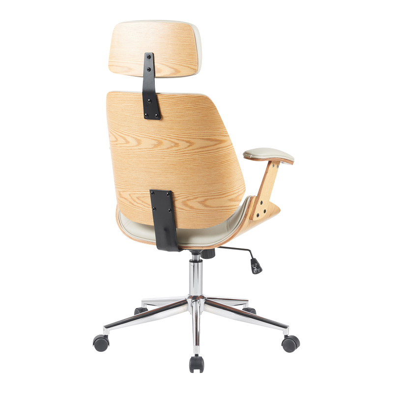 Fetseno pakoworld director's office chair beige pu-chrome base 53x56x113.5-123.5cm