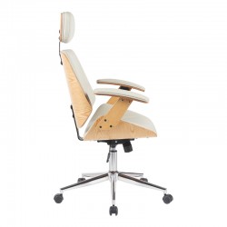 Fetseno pakoworld director's office chair beige pu-chrome base 53x56x113.5-123.5cm