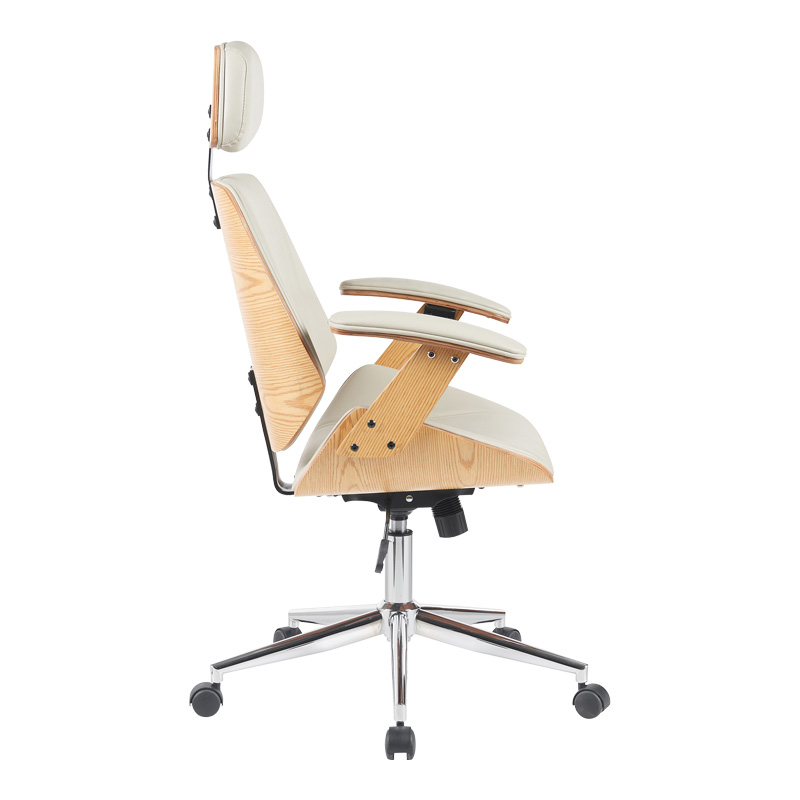 Fetseno pakoworld director's office chair beige pu-chrome base 53x56x113.5-123.5cm