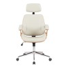 Καρέκλα γραφείου διευθυντή Fetseno pakoworld μπεζ pu-βάση χρωμίου 53x56x113.5-123.5εκ