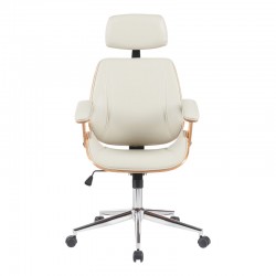 Fetseno pakoworld director's office chair beige pu-chrome base 53x56x113.5-123.5cm