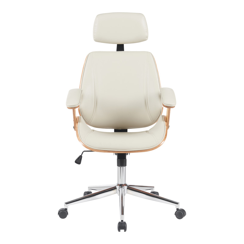 Fetseno pakoworld director's office chair beige pu-chrome base 53x56x113.5-123.5cm