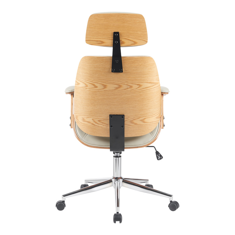 Fetseno pakoworld director's office chair beige pu-chrome base 53x56x113.5-123.5cm