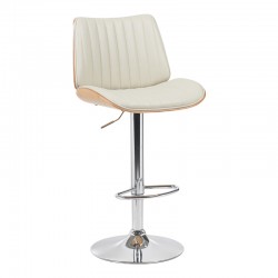Bar stool Amani pakoworld beige pu-chromed base 50.5x54x87.5-107.5cm
