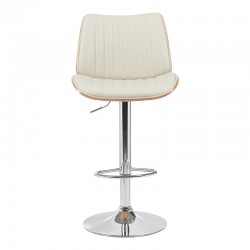 Bar stool Amani pakoworld beige pu-chromed base 50.5x54x87.5-107.5cm