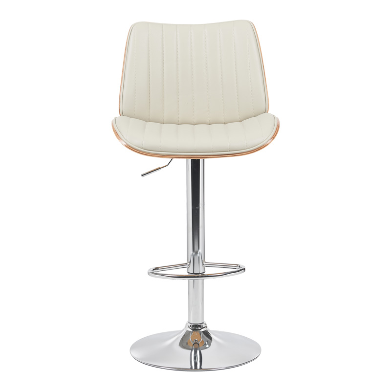 Bar stool Amani pakoworld beige pu-chromed base 50.5x54x87.5-107.5cm