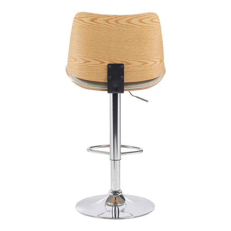 Bar stool Amani pakoworld beige pu-chromed base 50.5x54x87.5-107.5cm