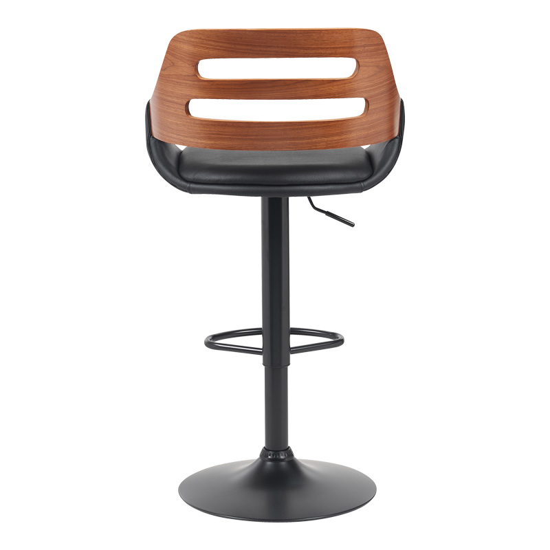 Fern pakoworld folding bar stool black pu- walnut wood - black metal 50x48.5x89-110.5cm