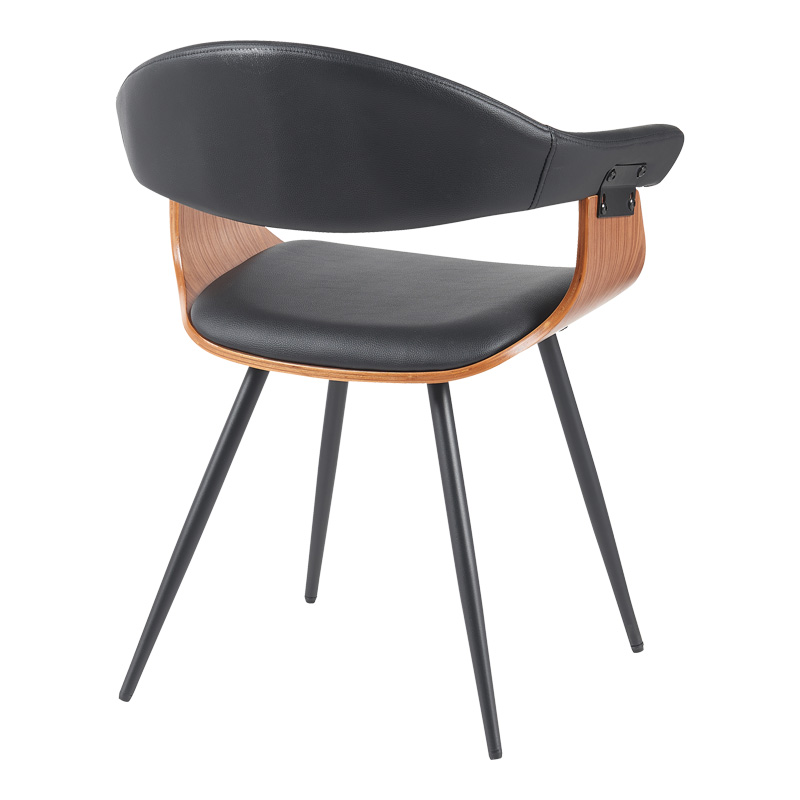 Austen armchair pakoworld PU black-walnut wood-black metal 58x55x77cm Austen armchair pakoworld PU black-walnut wood-black metal 58x55x77cm