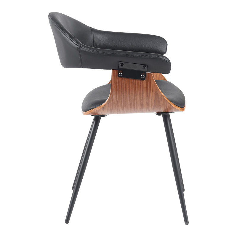 Austen armchair pakoworld PU black-walnut wood-black metal 58x55x77cm Austen armchair pakoworld PU black-walnut wood-black metal 58x55x77cm