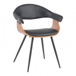 Austen armchair pakoworld PU black-walnut wood-black metal 58x55x77cm Austen armchair pakoworld PU black-walnut wood-black metal 58x55x77cm