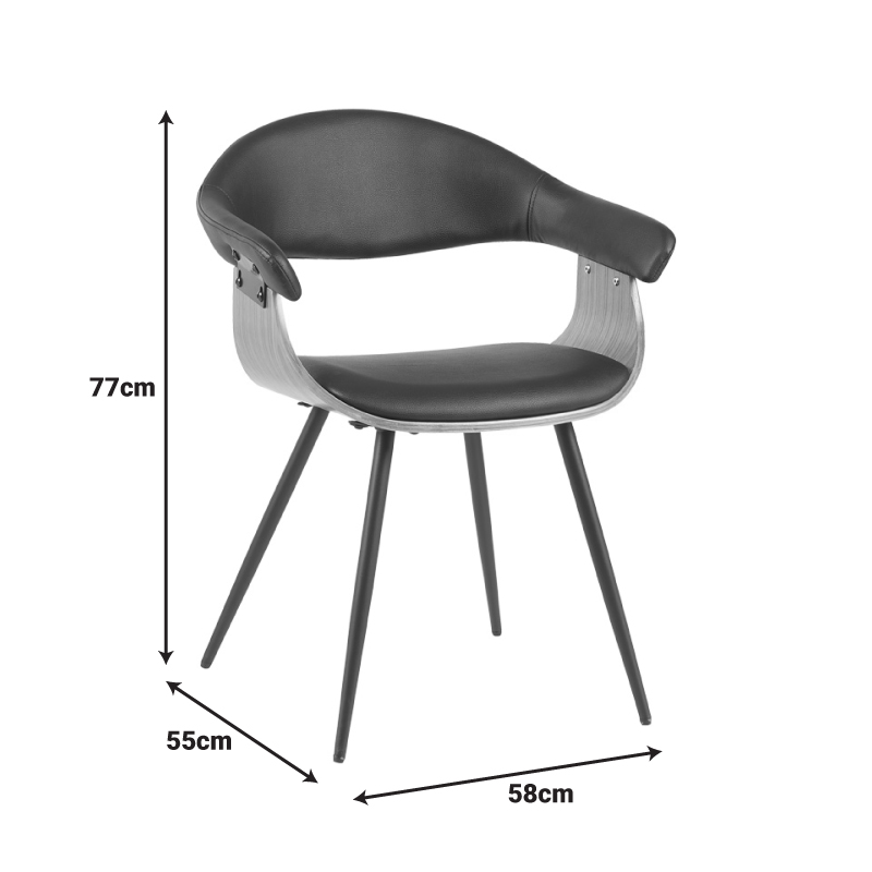 Austen armchair pakoworld PU black-walnut wood-black metal 58x55x77cm Austen armchair pakoworld PU black-walnut wood-black metal 58x55x77cm