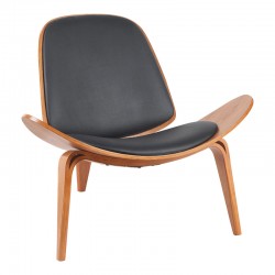 Armchair Vilma pakoworld PU black- walnut plywood 90x76.5x74.5cm Armchair Vilma pakoworld PU black- walnut plywood 90x76.5x74.5cm