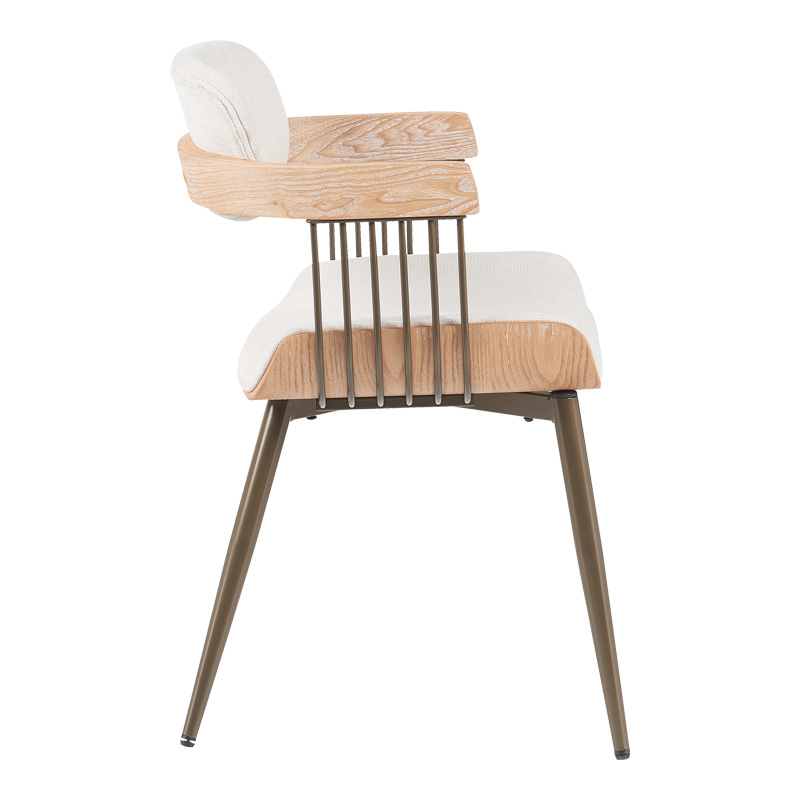Armchair Cameo pakoworld metal bronze-white-wash wood-beige fabric 53x49.5x75.5cm Armchair Cameo pakoworld metal bronze-white-wash wood-beige fabric 53x49.5x75.5cm