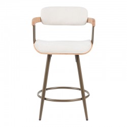 Bar stool Cameo pakoworld metal bronze-white-wash wood-beige fabric 53x50x93cm