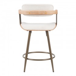 Bar stool Cameo pakoworld metal bronze-white-wash wood-beige fabric 53x50x93cm