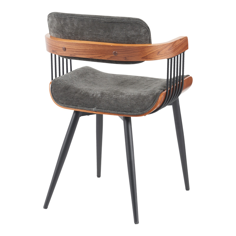 Armchair Cameo pakoworld metal black-walnut wood-dark grey fabric 53x49.5x75.5cm Armchair Cameo pakoworld metal black-walnut wood-dark grey fabric 53x49.5x75.5cm