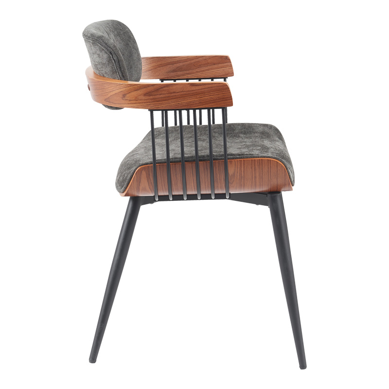Armchair Cameo pakoworld metal black-walnut wood-dark grey fabric 53x49.5x75.5cm Armchair Cameo pakoworld metal black-walnut wood-dark grey fabric 53x49.5x75.5cm