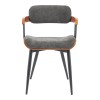 Armchair Cameo pakoworld metal black-walnut wood-dark grey fabric 53x49.5x75.5cm